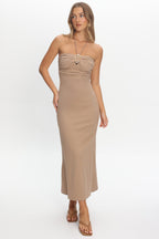 Letisha Textured Halter Maxi Dress Clay