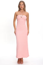 Letisha Textured Halter Maxi Dress Pink