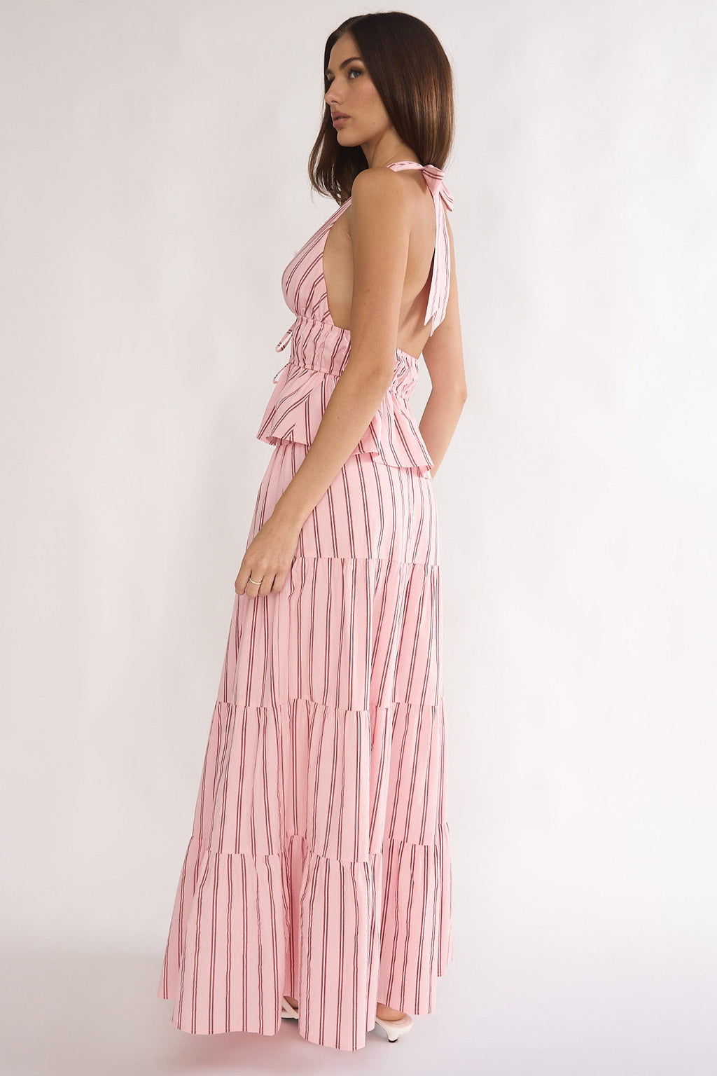 Under The Moons A-Line Maxi Skirt Stripe Pink
