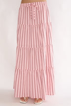 Under The Moons A-Line Maxi Skirt Stripe Pink
