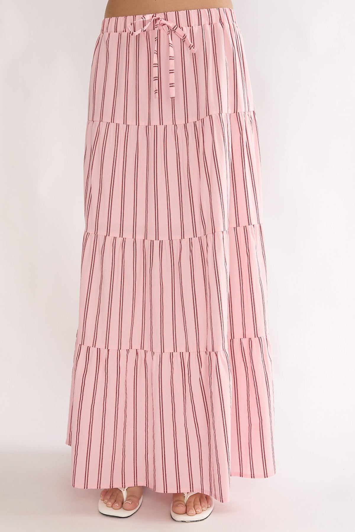 Under The Moons A-Line Maxi Skirt Stripe Pink