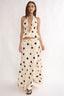 Under The Moons A-Line Maxi Skirt Polka Dot Beige