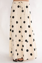 Under The Moons A-Line Maxi Skirt Polka Dot Beige
