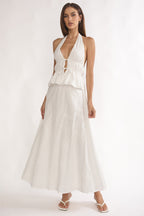 Under The Moons A-Line Maxi Skirt White