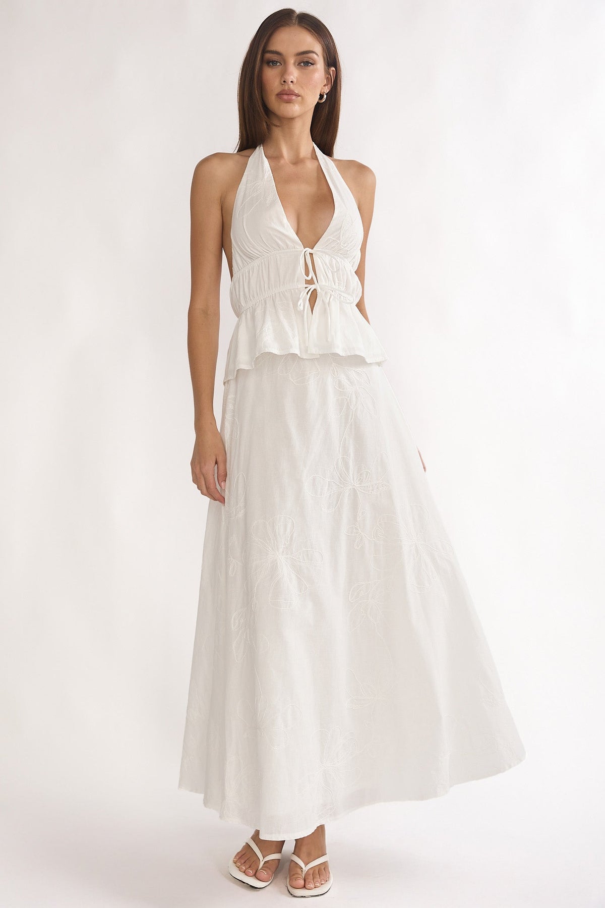 Under The Moons A-Line Maxi Skirt White