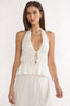 Under The Moons Tied Front Halter Top White