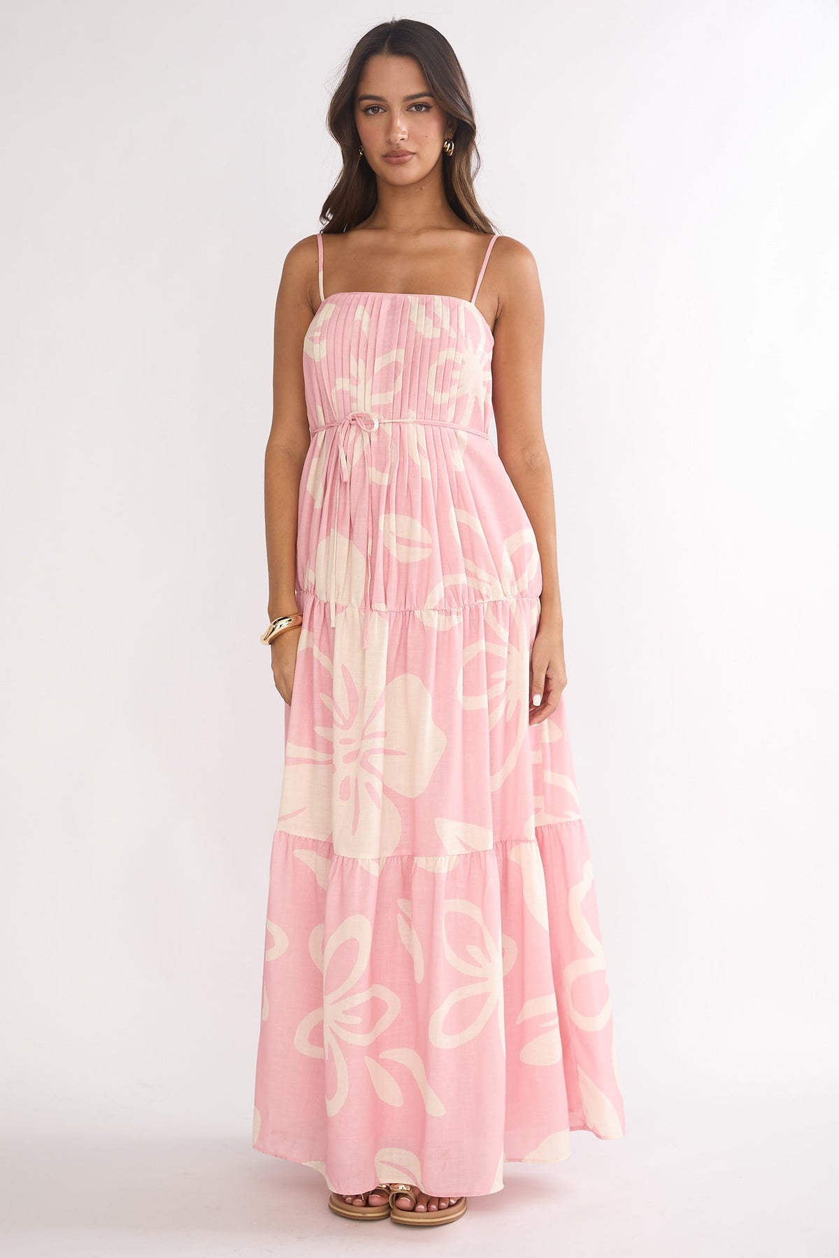 Lysette Pintuck Pleat Maxi Dress Floral