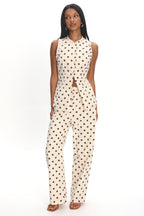 Marava Wide Leg Pants Polka Dot Oatmeal