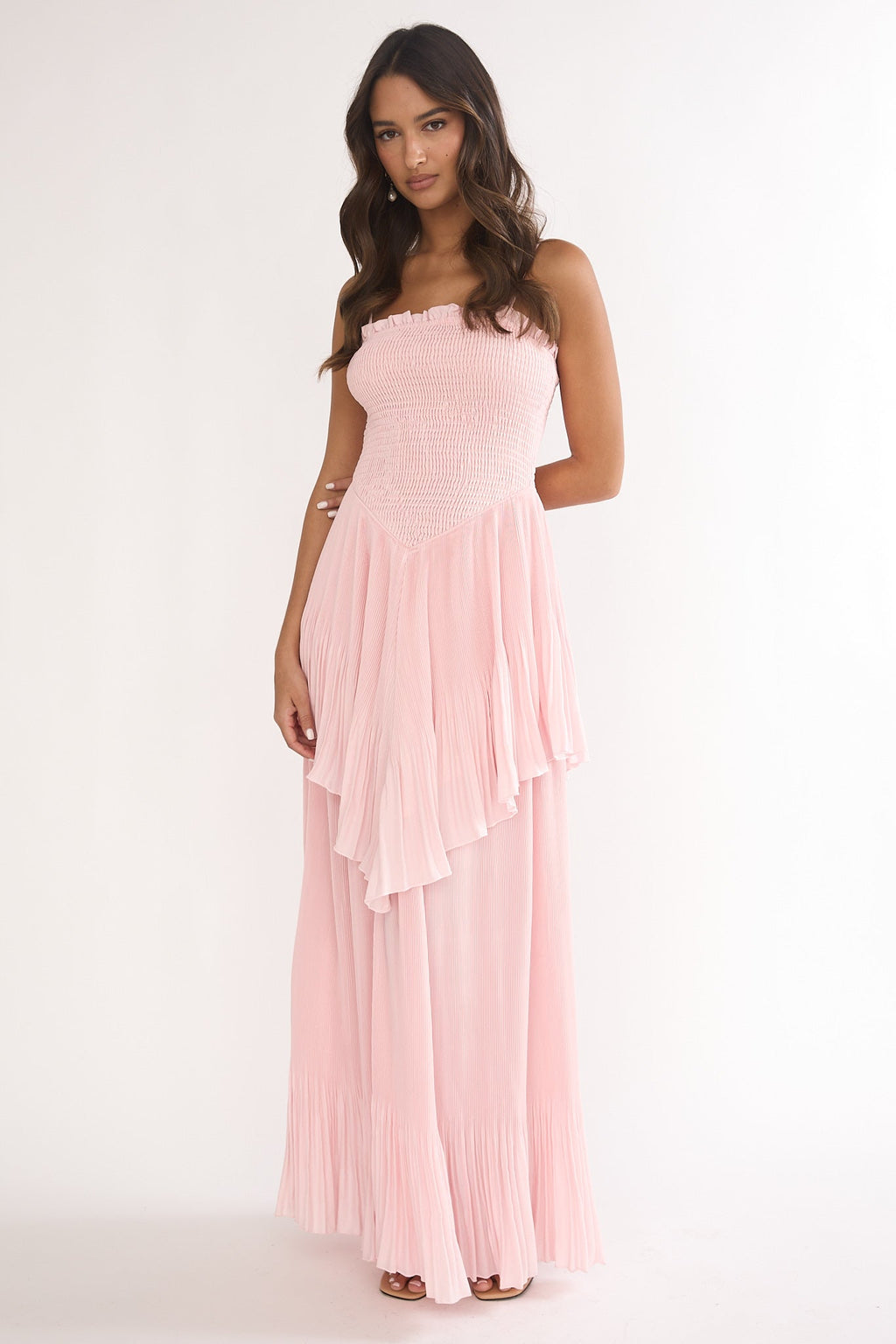 Delin Smocked Layered Maxi Dress Blush