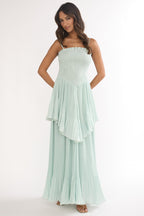 Delin Smocked Layered Maxi Dress Sage