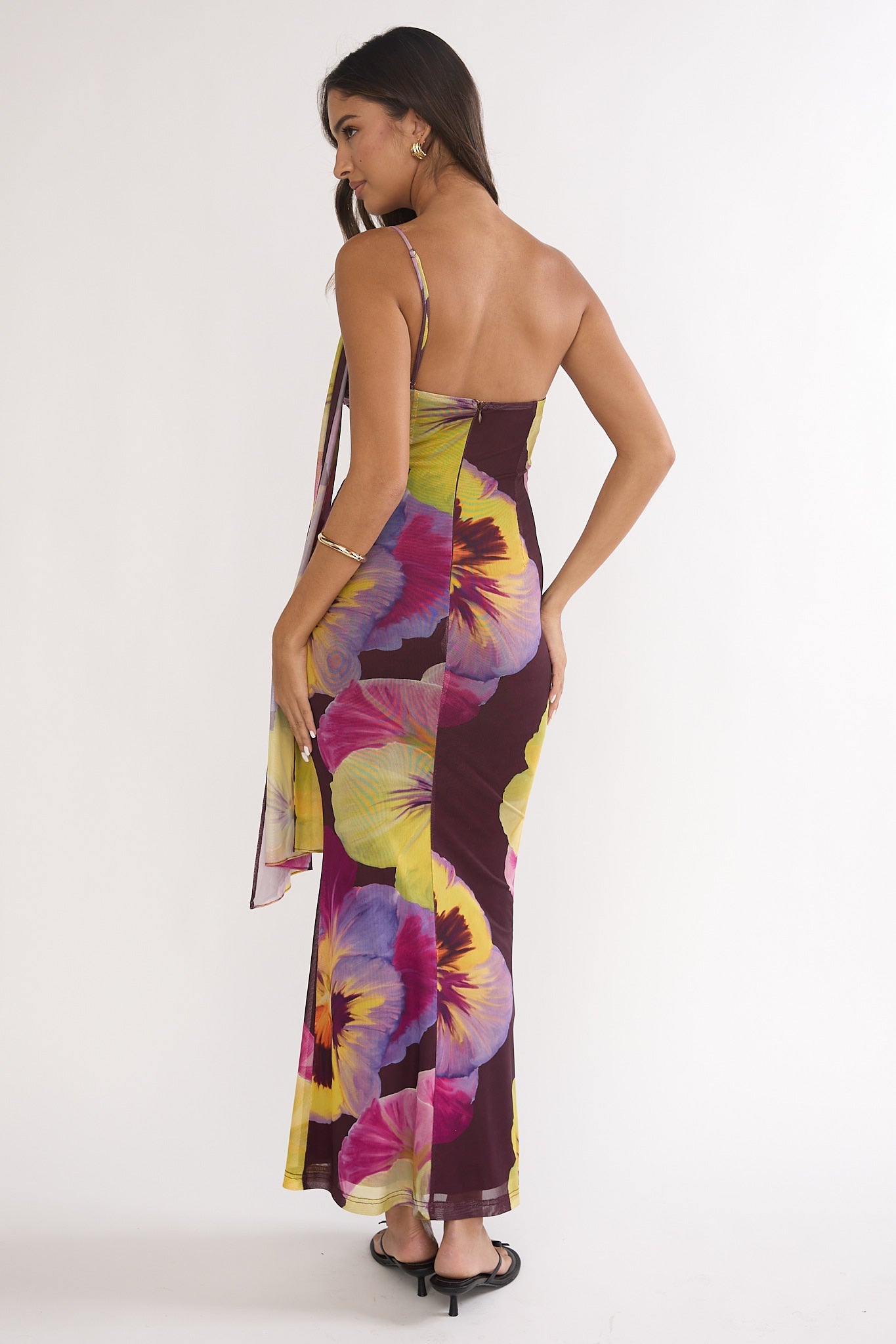 Tallis One-Shoulder Asymmetric Neckline Dress Brown Secondary image