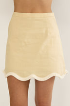 Marcelline Scallop Hem Mini Skirt Apricot