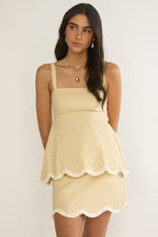 Marcelline Scallop Hem Mini Skirt Apricot