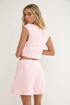 Florrie Box Pleat Pocket Shorts Rosewater