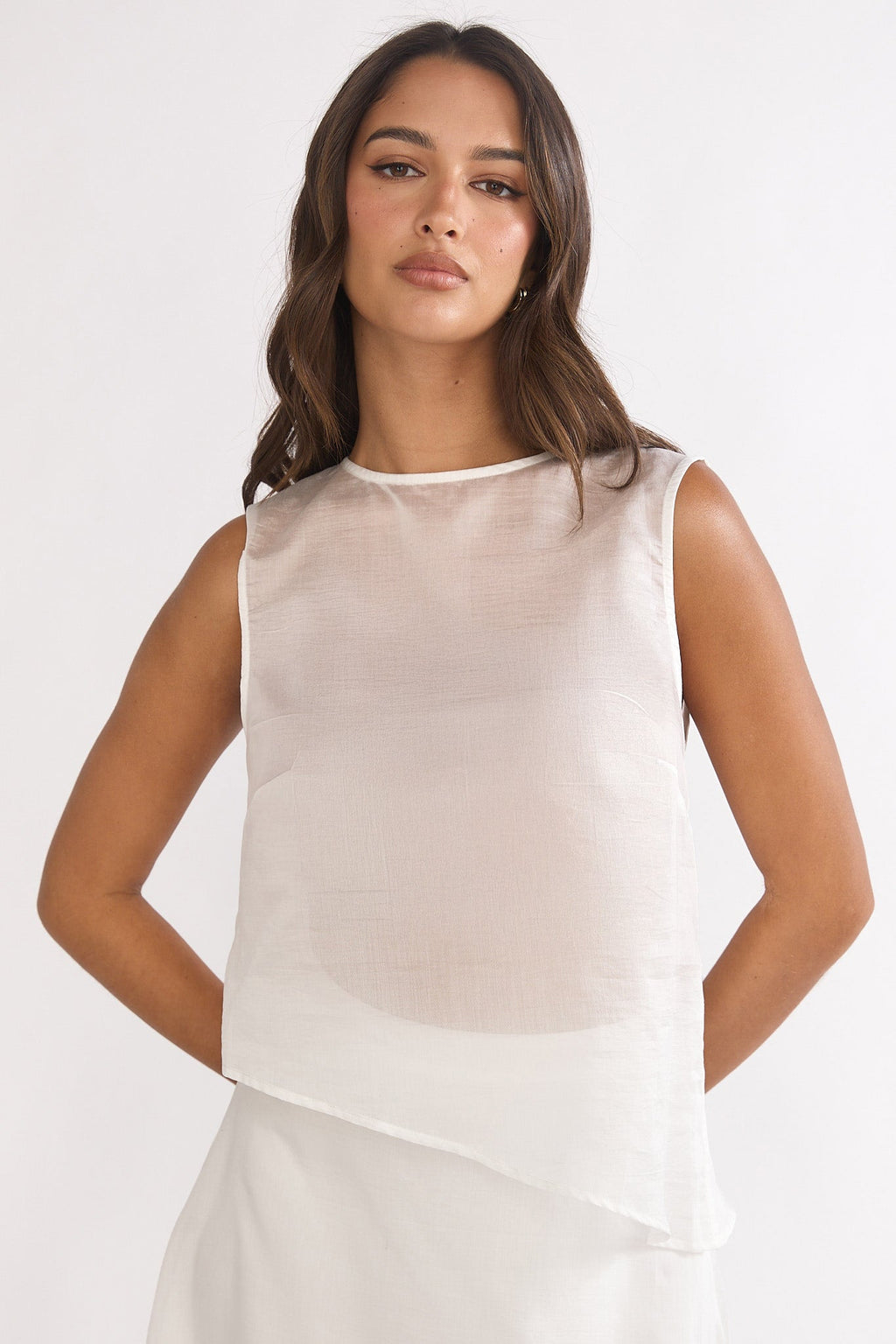 Lemora Asymmetric Hem Top White