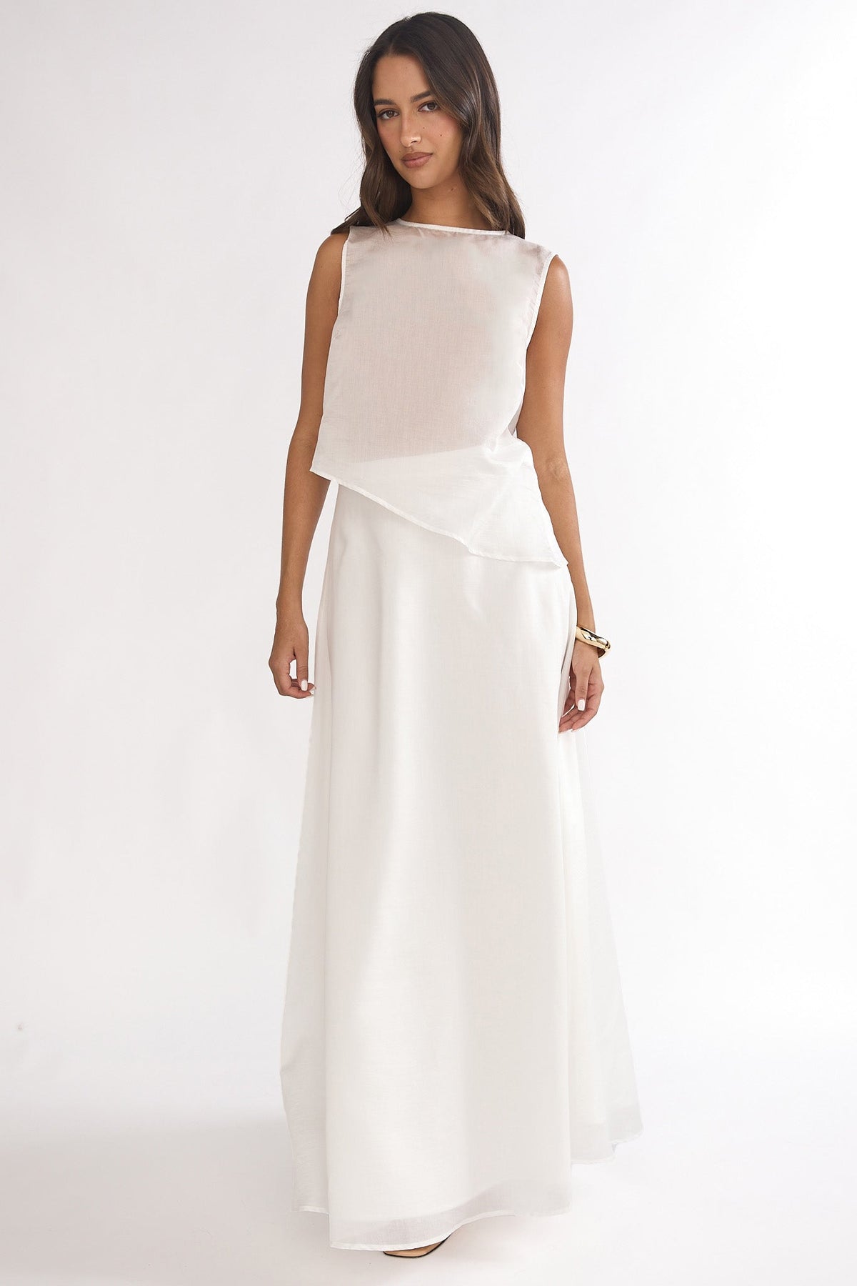 Lemora Asymmetric Hem Top White