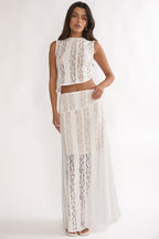 Eleesa Asymmetric Hem Top Lace White