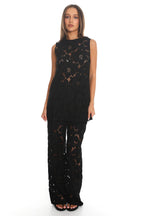 Belmara 3D Floral Lace Pants Black