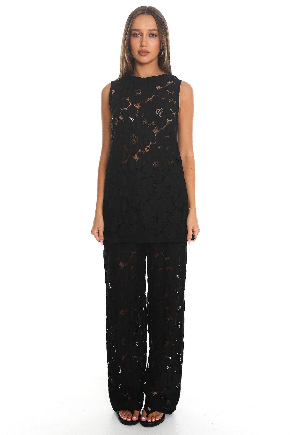Belmara 3D Floral Lace Top Black Main image