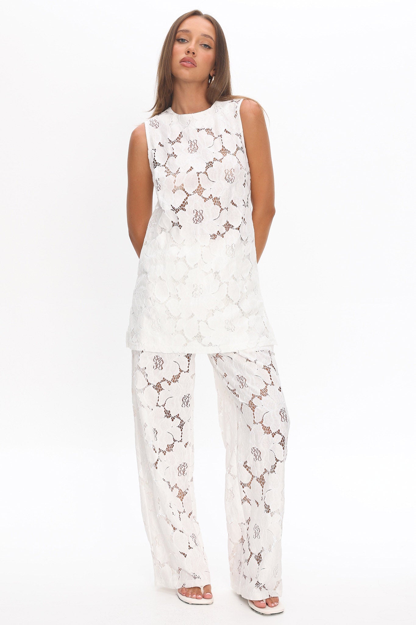 Belmara 3D Floral Lace Top White Secondary image