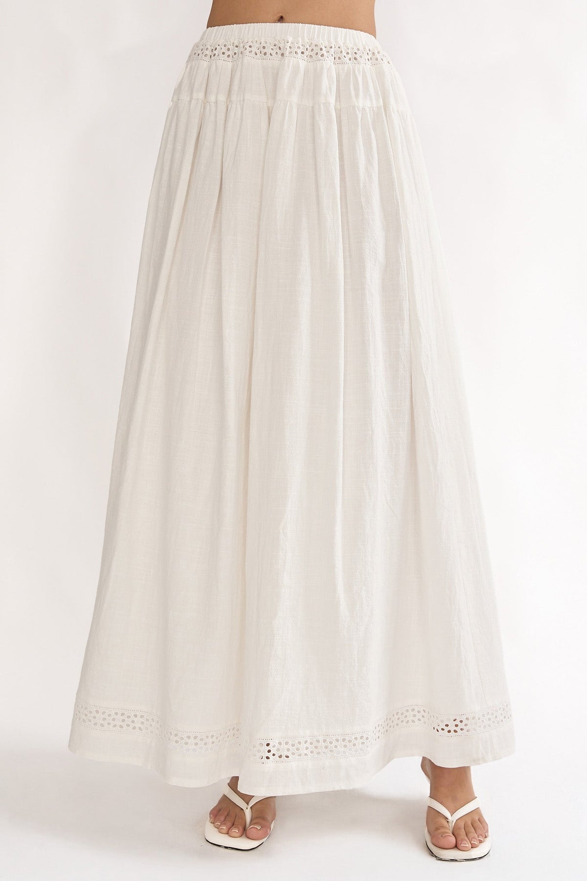 Beliza Lace Trim Skirt White