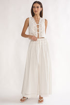 Beliza Tie Front Top White
