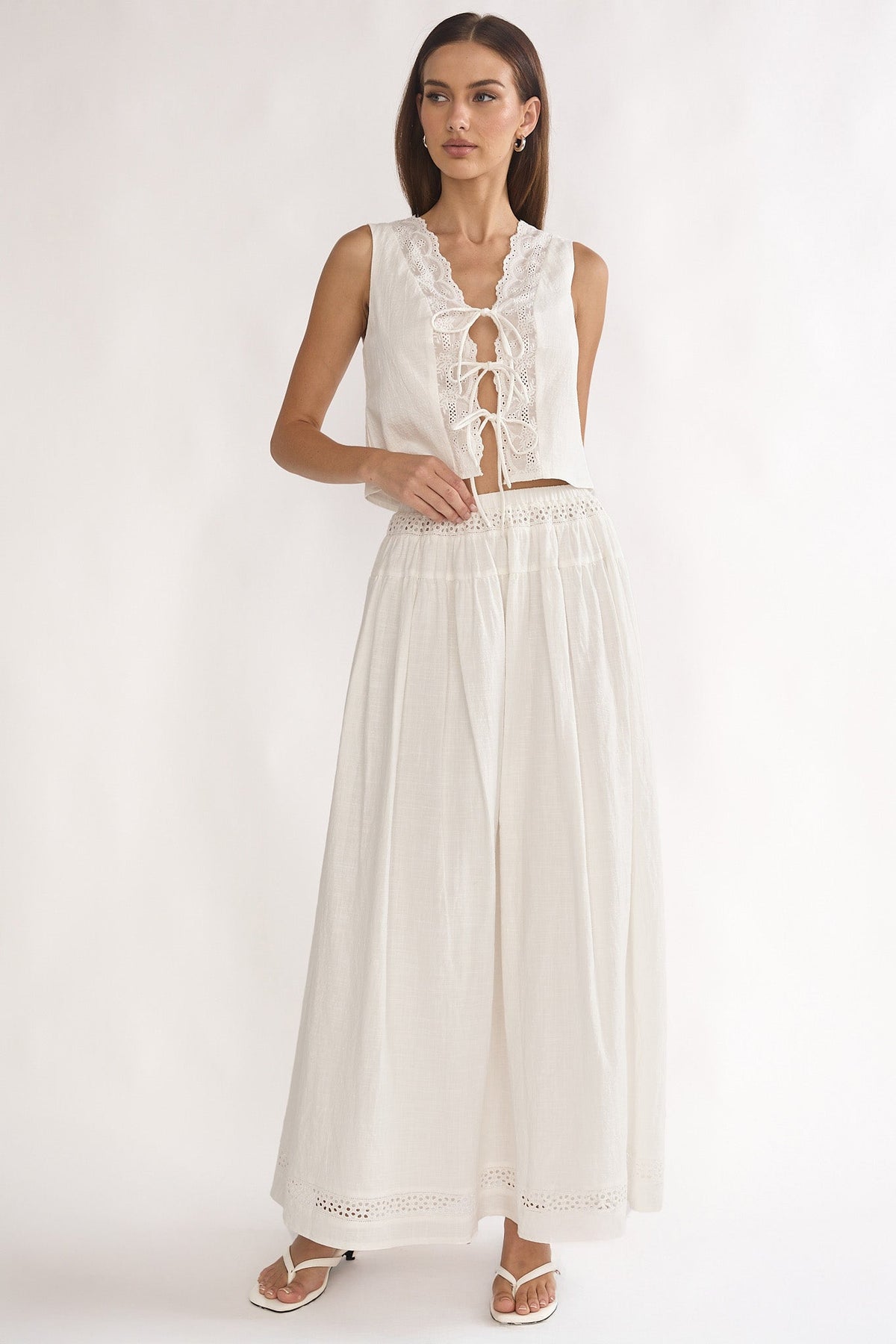 Beliza Tie Front Top White