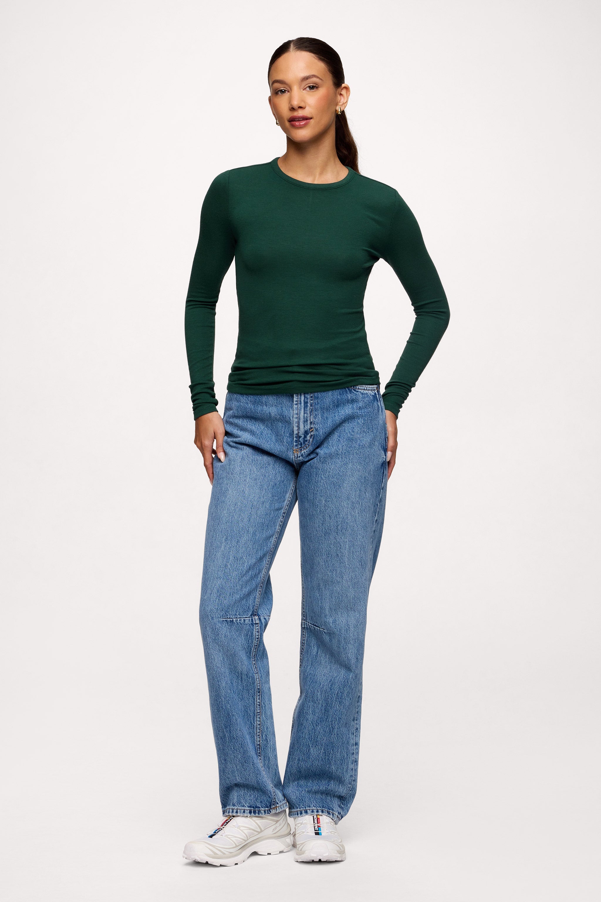 Slinky Rib Long Sleeve Shirt | Hunter