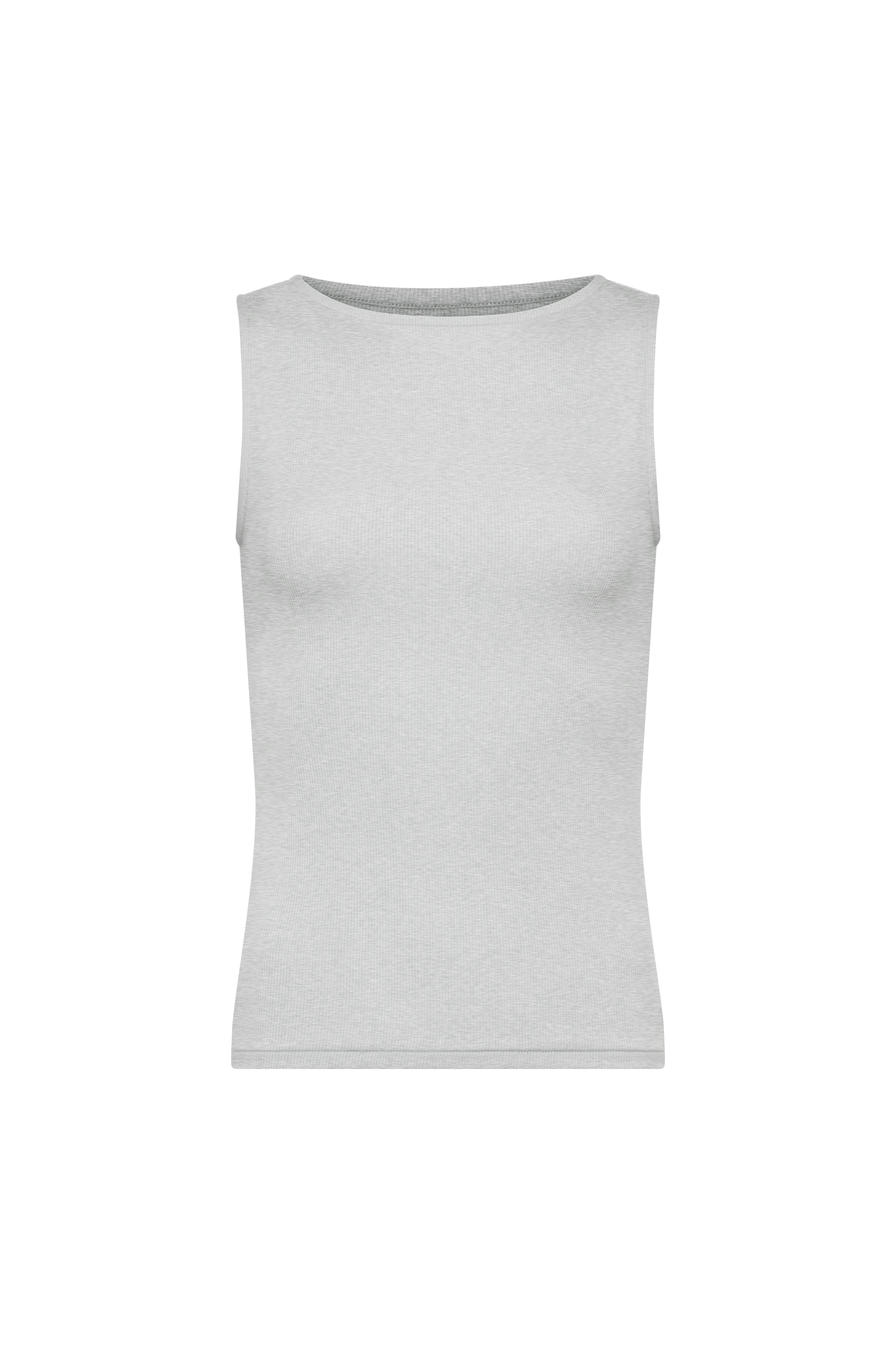 Slinky Rib Boatneck Tank | Heather Grey