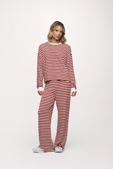 Boyfriend Stripe Tee | Scarlet White Stripe