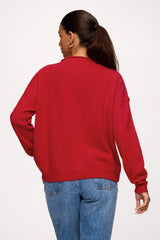 Cozy Knit Mockneck Sweater | Chili