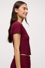 Mini Rib Pajama Set | Ruby