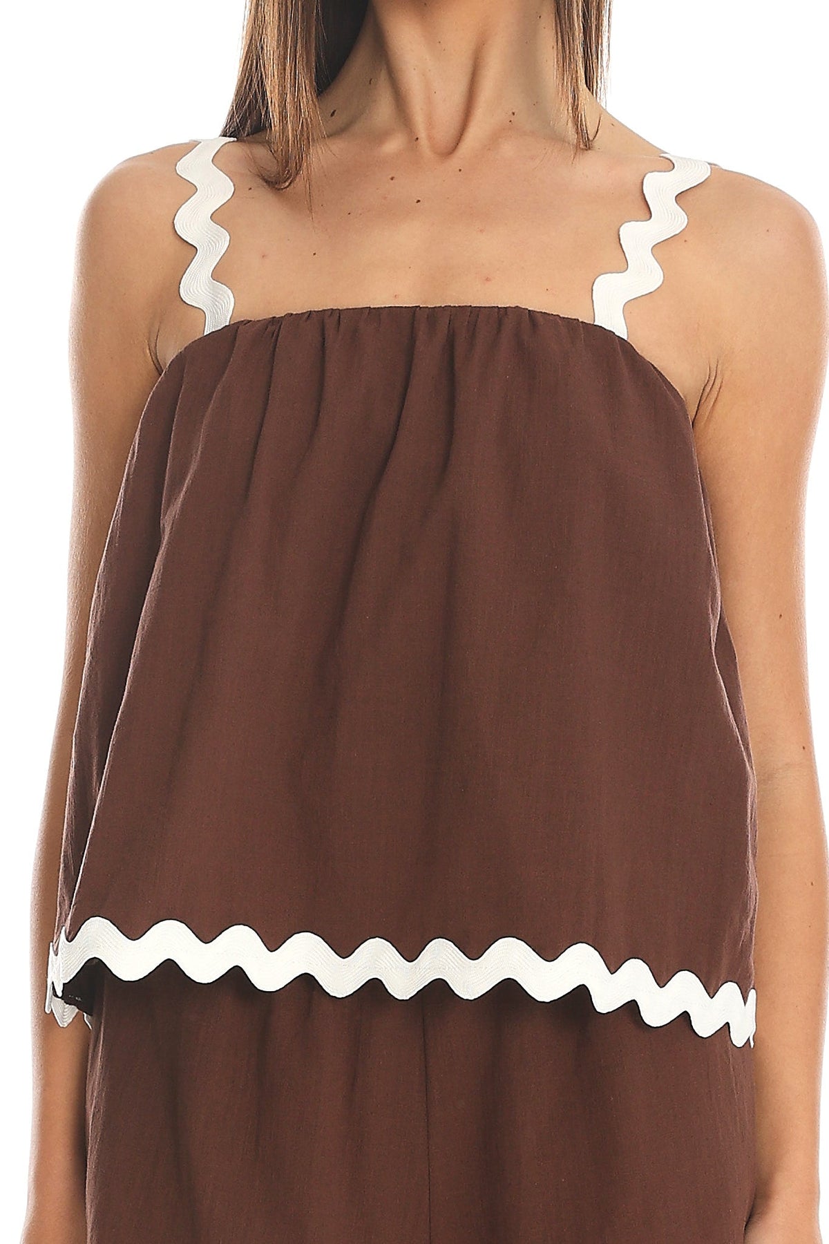 Cocoa Dream Scalloped Cami Top Chocolate