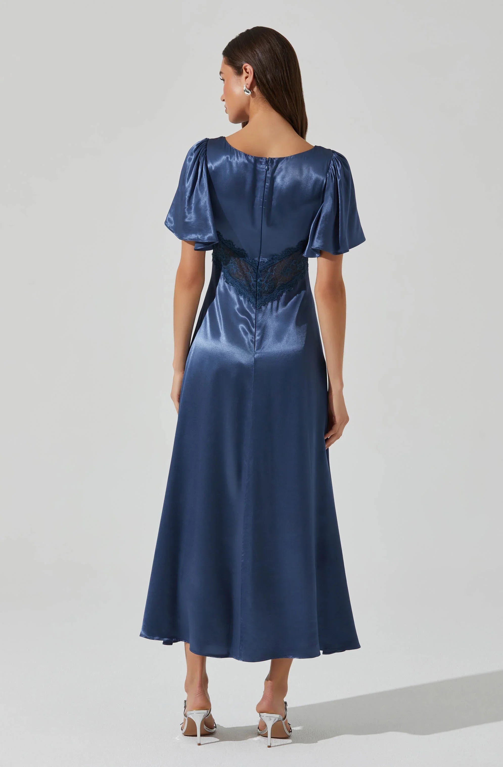 Lbruh Aurelia Satin V-Neck Midi Dress
