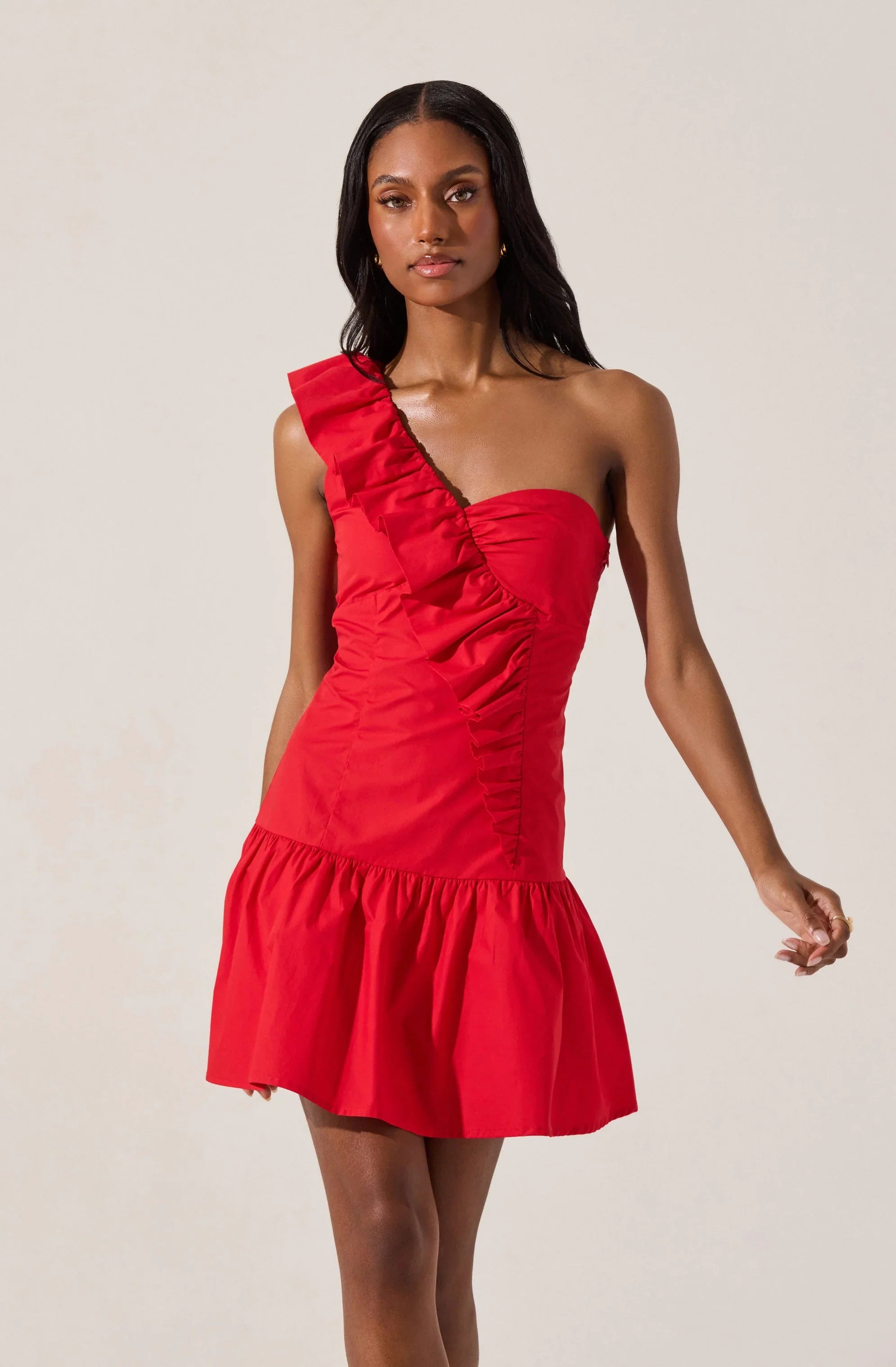 Lbruh One Shoulder Ruffle Mini Dress