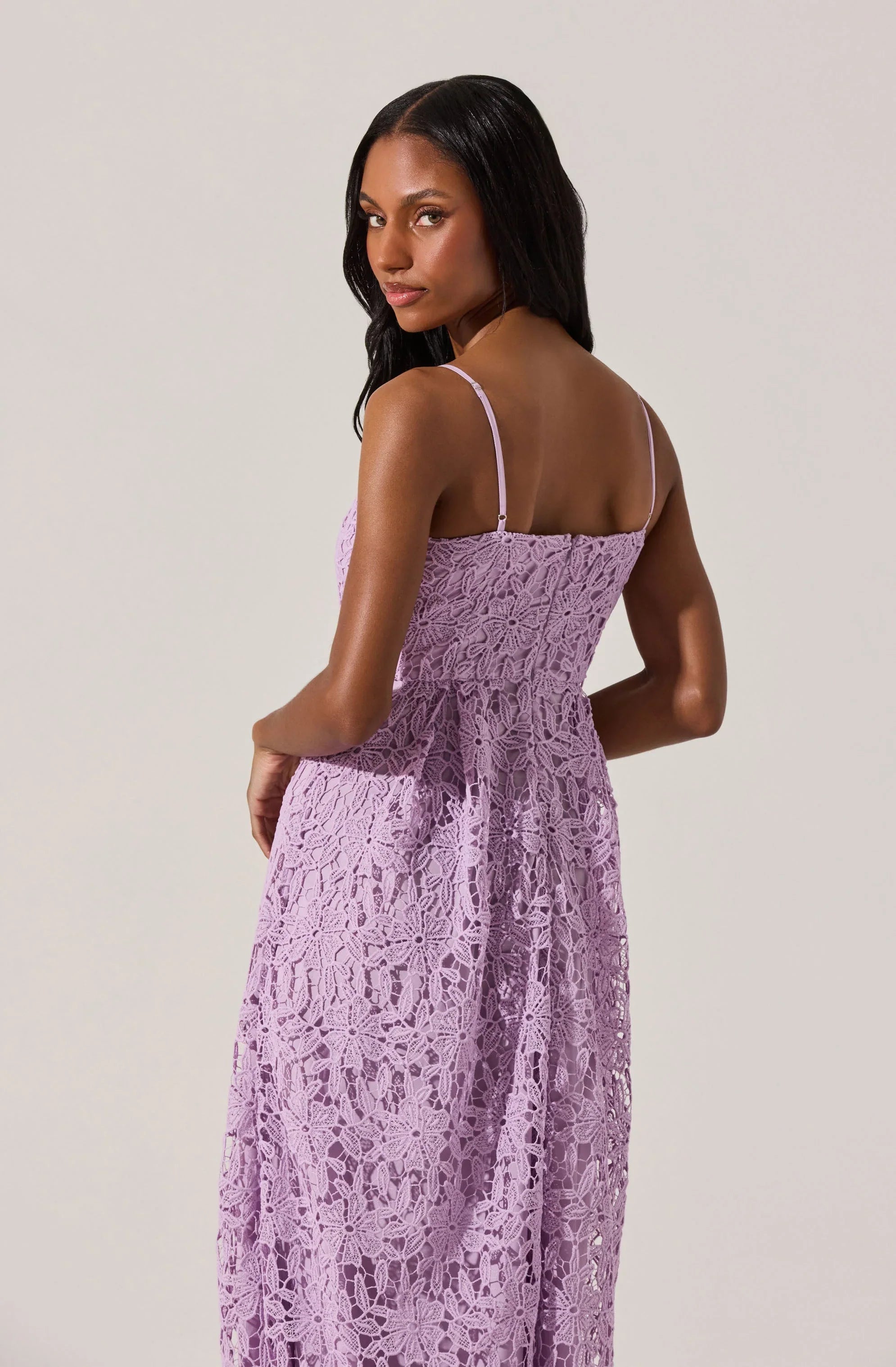 Lbruh Floral Lace Midi Dress