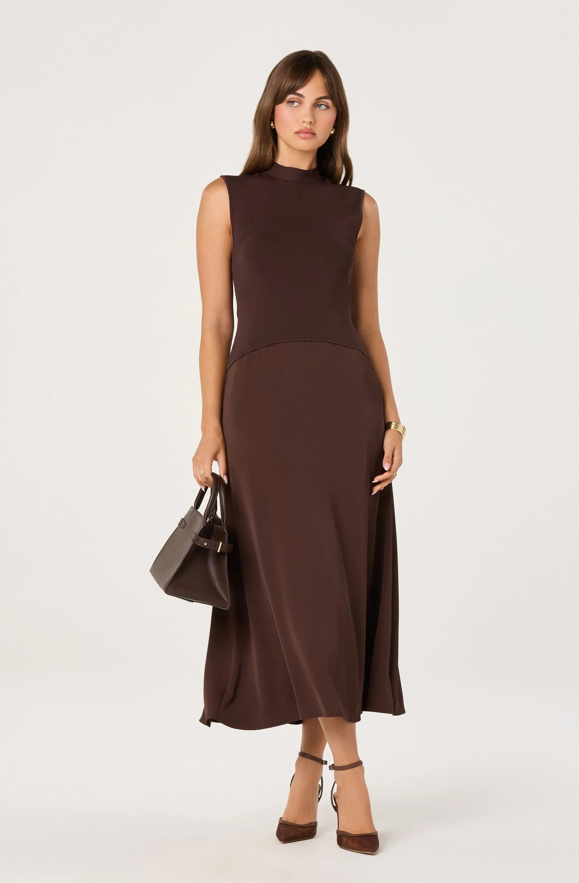 Lbruh High Neck Tie-Back Midi Dress