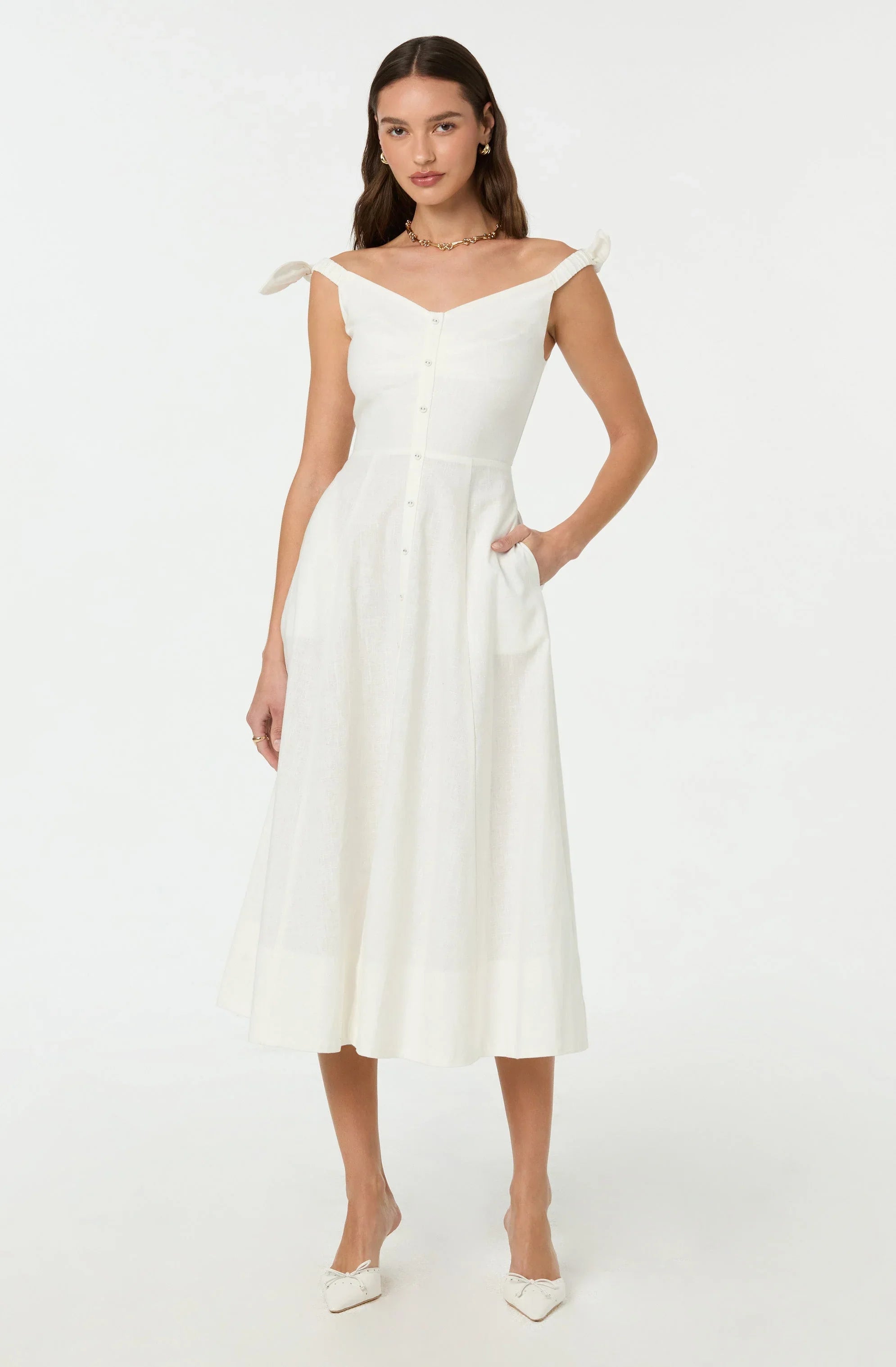 Lbruh Charelin Linen Off Shoulder Dress