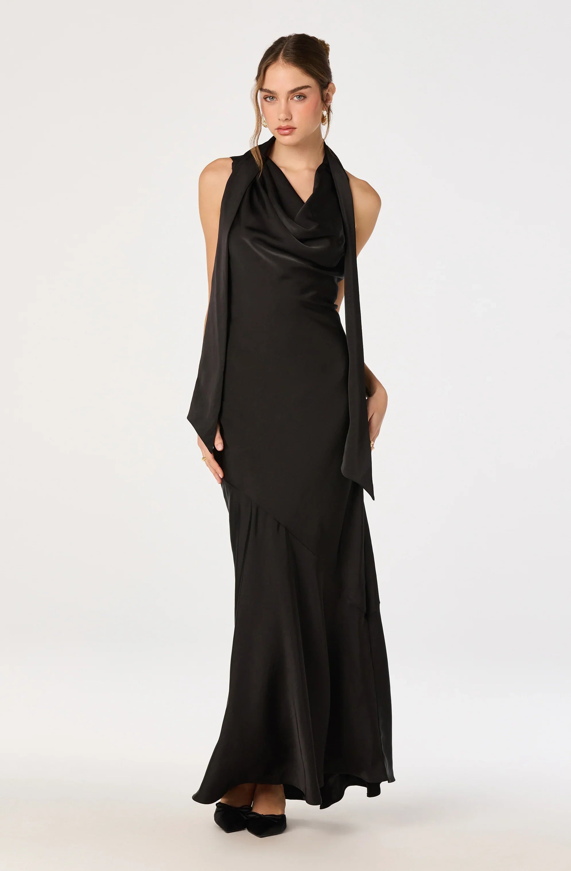 Lbruh Varya Satin Cowl Neck Maxi Dress