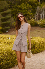 Inixyf Karan Gingham Longline Vest