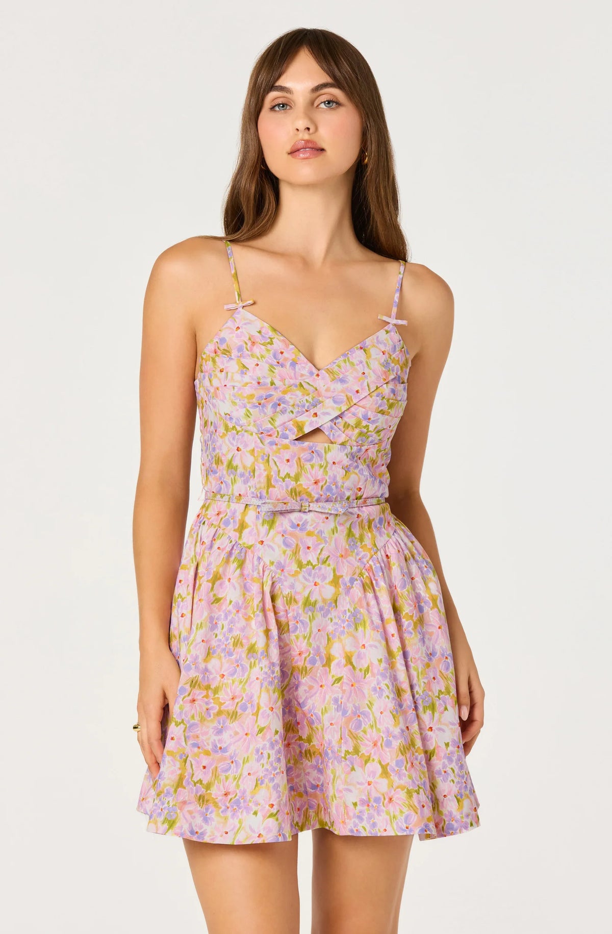 Inixyf Isha Floral Sweetheart Mini Dress with Belt