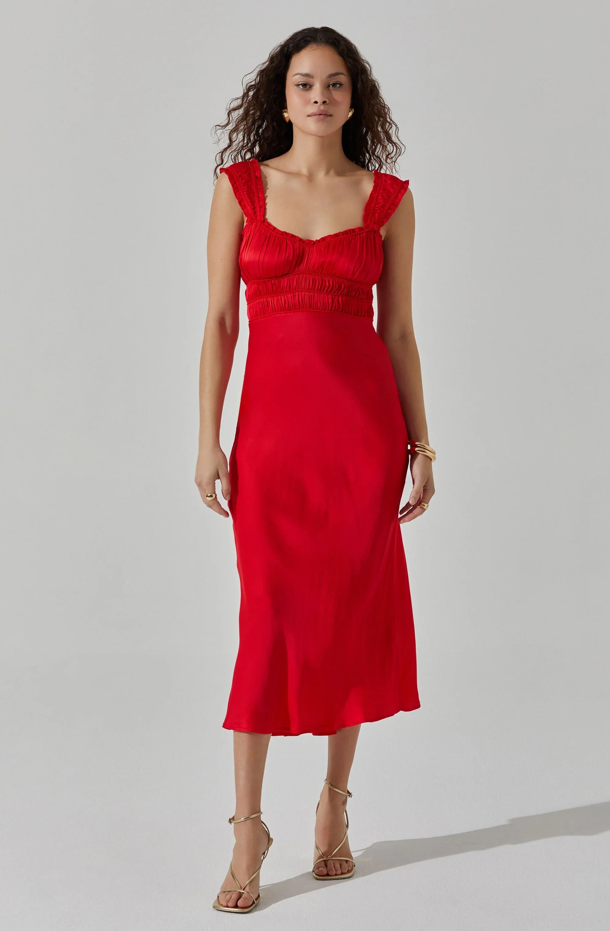 Lbruh Enola Satin Smocked Midi Dress