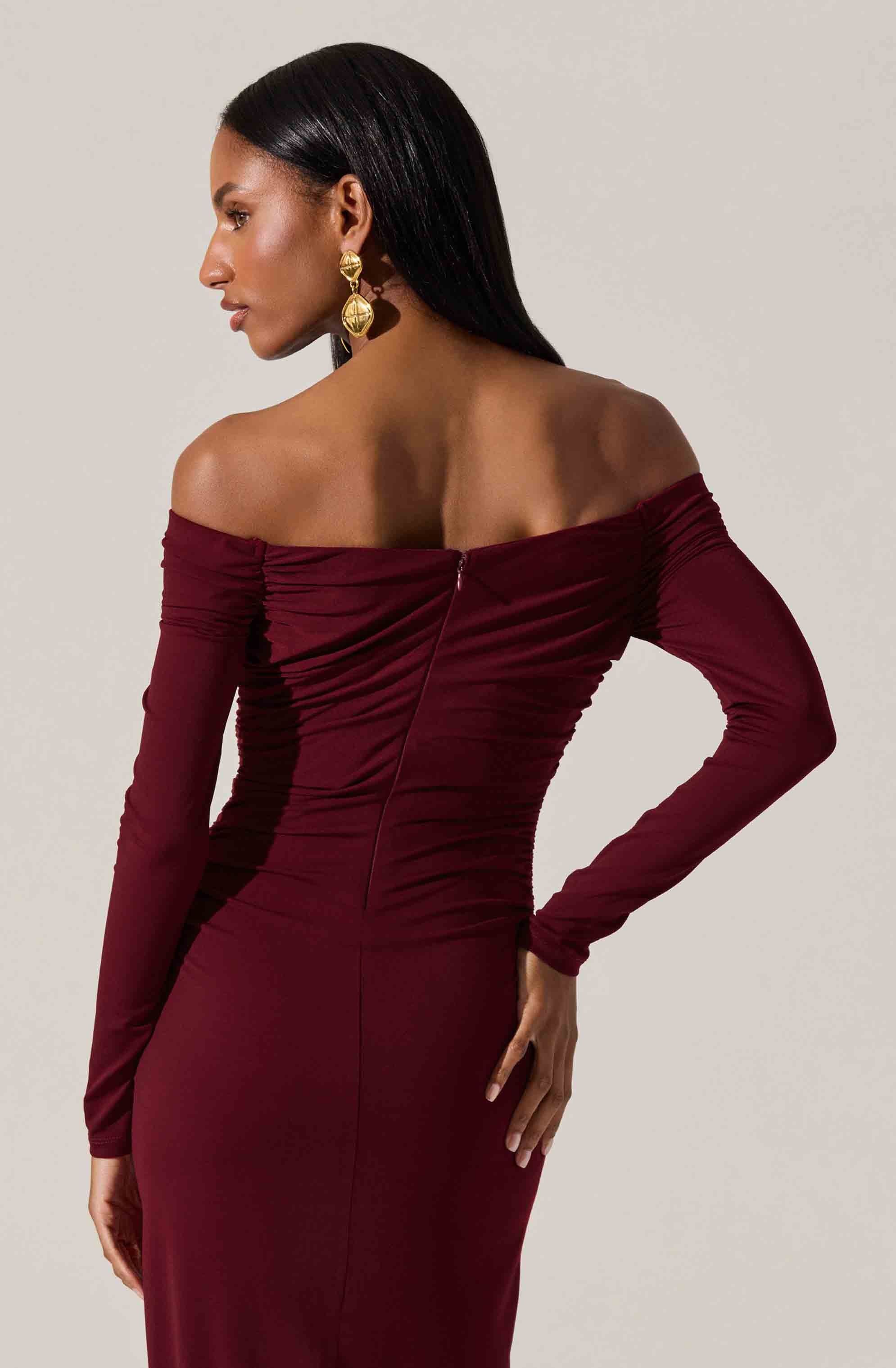 Lbruh Lovinia Ruched Off Shoulder Midi Dress