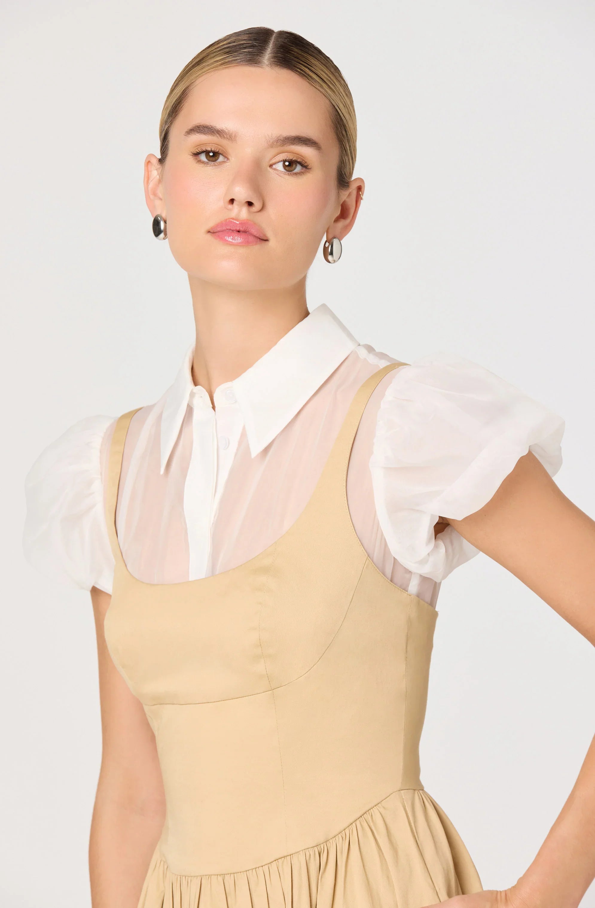 Lbruh Carrington Mixed Media Layered Midi Dress