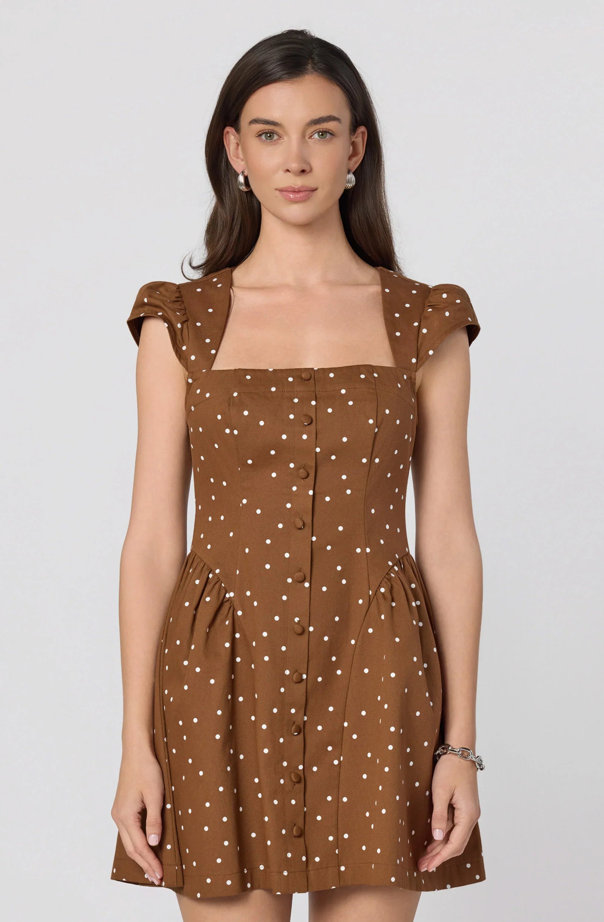 Inixyf Averi Polka Dot Cap Sleeve Mini Dress