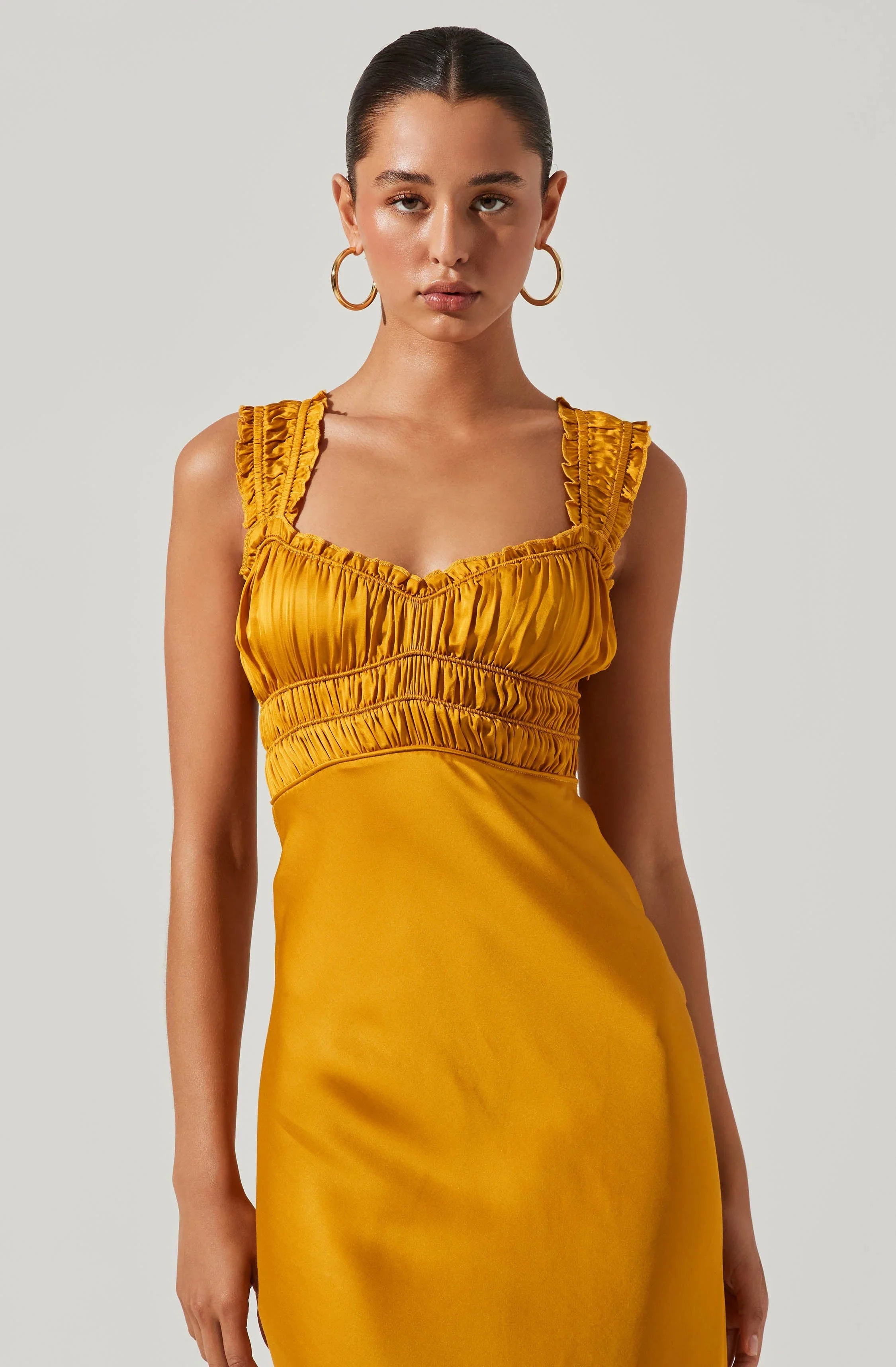 Lbruh Enola Satin Smocked Midi Dress