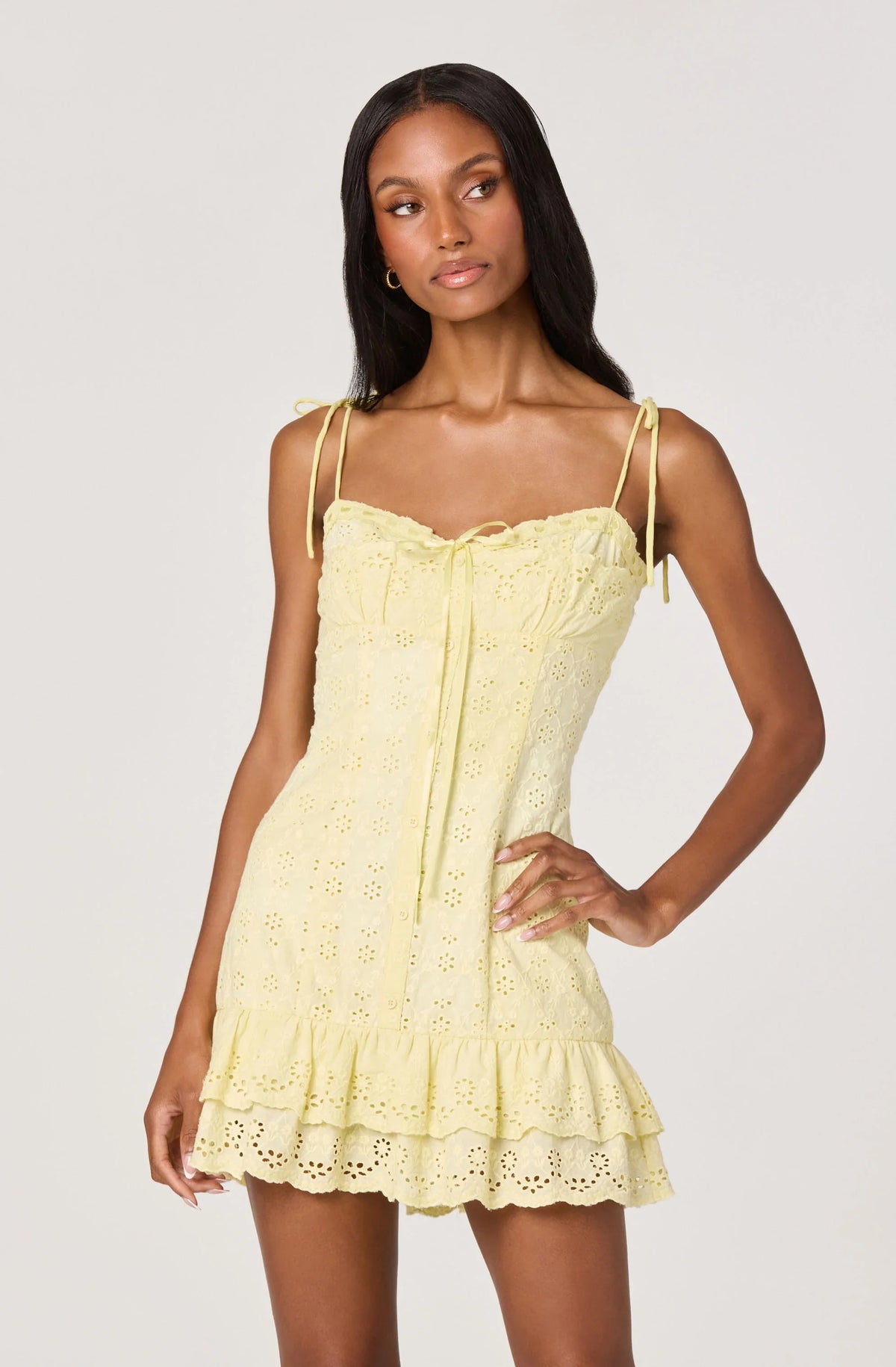 Inixyf Kelley Eyelet Tie-Strap Mini Dress