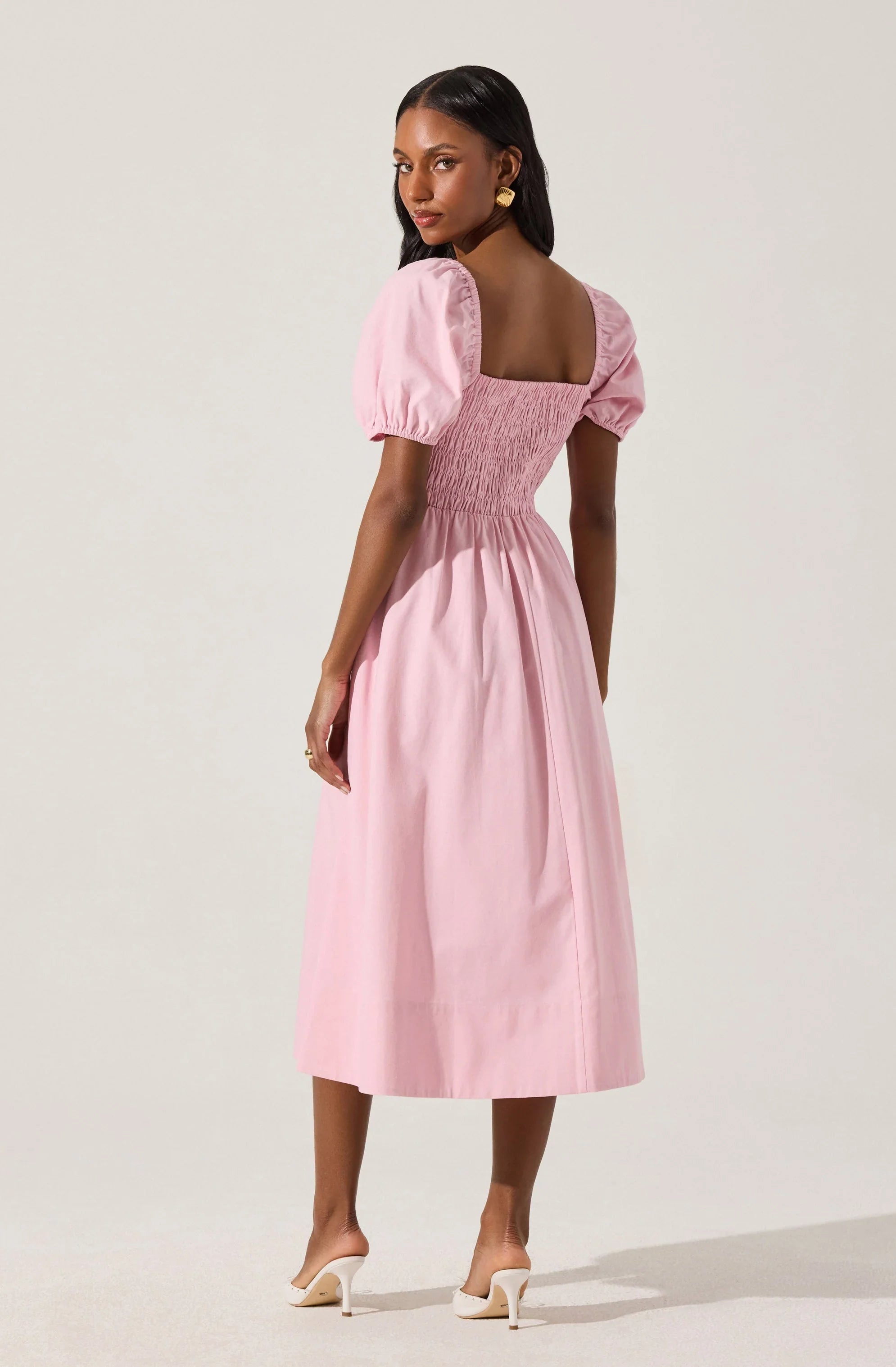 Lbruh Smocked Bow Midi Dress