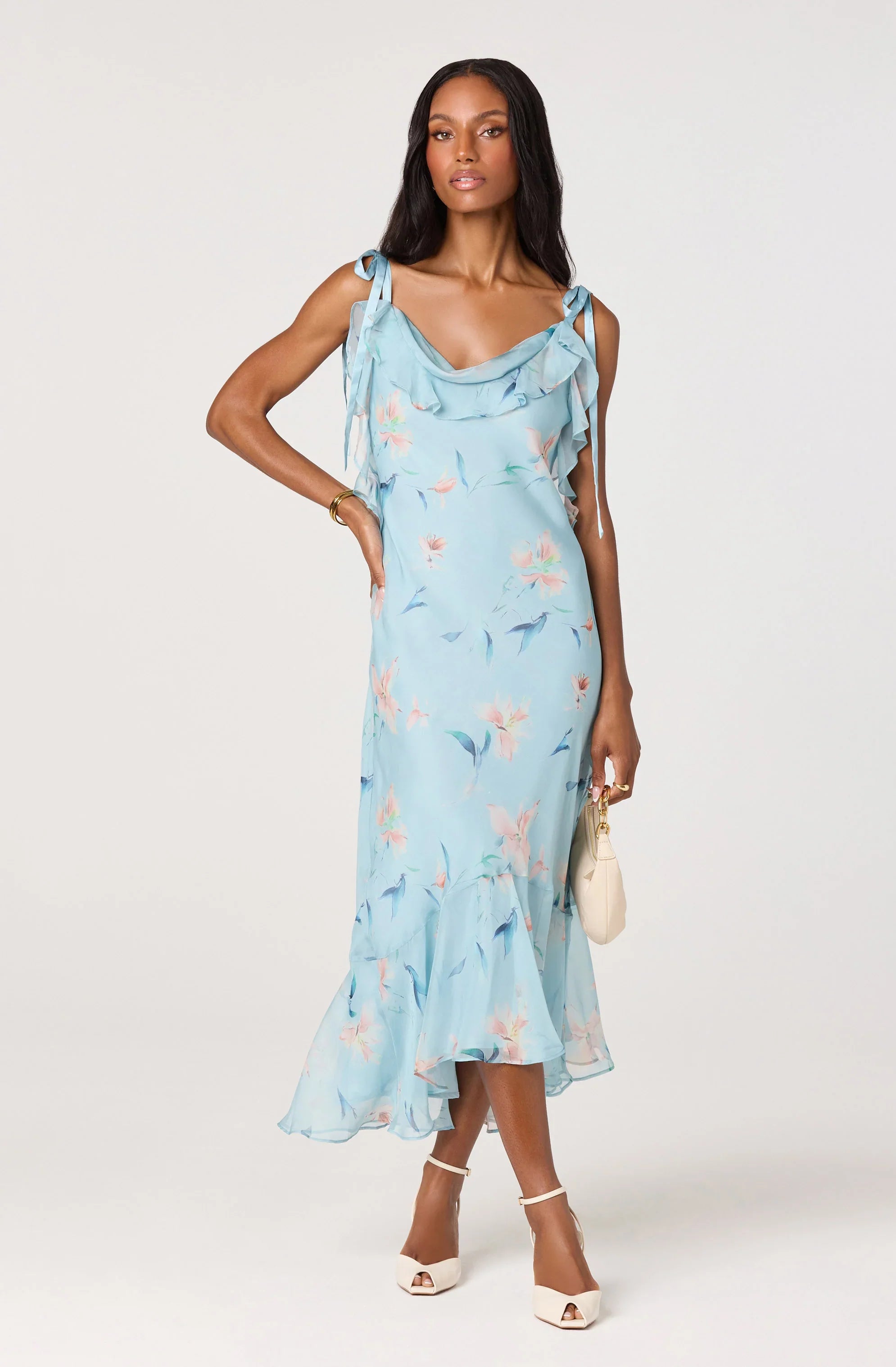 Inixyf Nissa Floral Ruffle Midi Dress