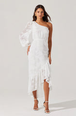 Lbruh Calista Floral One Shoulder Midi Dress
